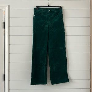 H&M Wide Leg Green Corduroy Pants